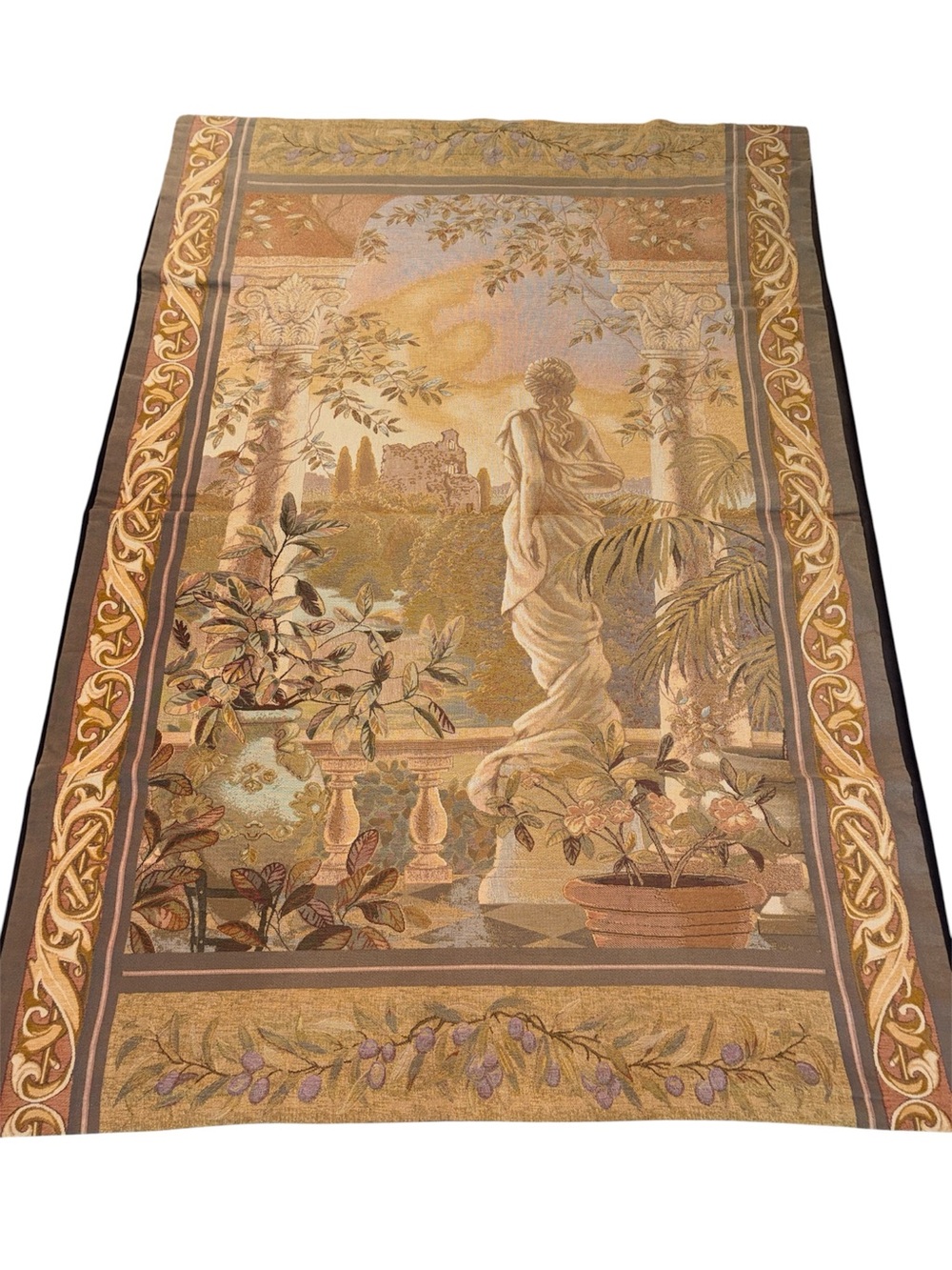 Grande Belladonna Greek Statue Wall Tapestry - Gold and Brown
